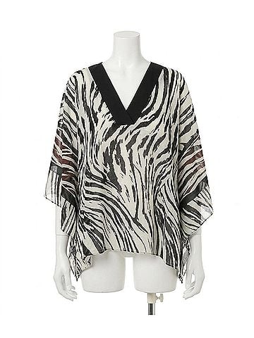 Joseph Ribkoff Animal Print V-Neck Poncho Top in Beige/Multi (view 1)