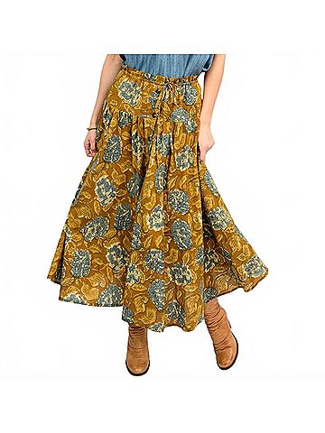 Ivy Jane Honey Hydrangea Button Skirt in Mustard (view 2)