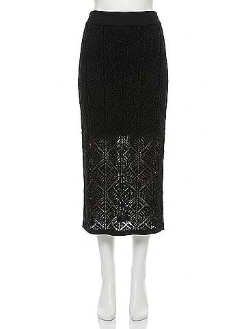 Joseph Ribkoff Open Knit High Waist Midi Pencil Skirt in Black (view 1)
