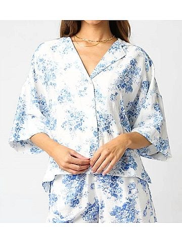 Olivaceous Alexis Top in Blue/White (view 2)