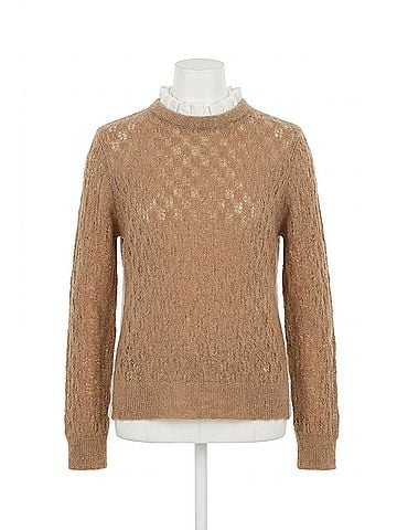 Sea New York Teagen Knit Combo Long Sleeve Sweater in Camel (view 1)