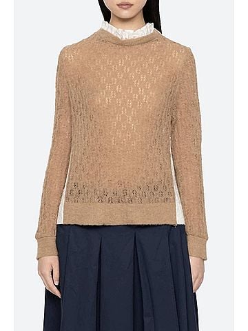 Sea New York Teagen Knit Combo Long Sleeve Sweater in Camel (view 2)