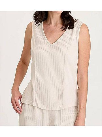 XCVI Siska Pinstripe V-Neck Tank in Sonic Silver (view 2)