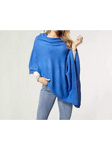 Coco + Carmen Lightweight Poncho in Classic Blue (view 2)
