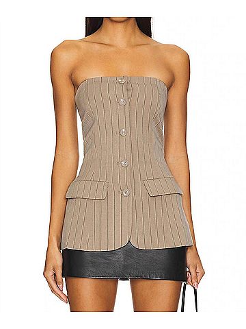 Steve Madden Emerald Top in Brown Pinstripe (view 2)