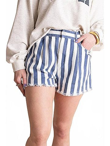 Gilli Morgan Frayed Hem Shorts in Blue (view 2)