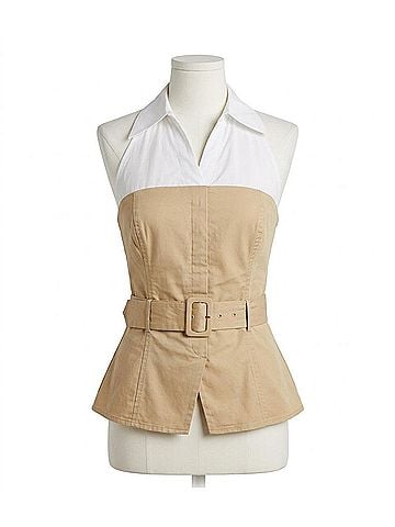 Astr Aleda Layered Halter Neck Top in Khaki (view 1)