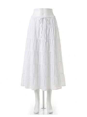 Olivaceous The Haven Tiered Maxi Skirt in White (view 1)