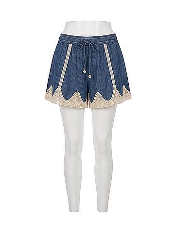 Zimmermann Awaken Denim Short in Railway Blue (view 1)