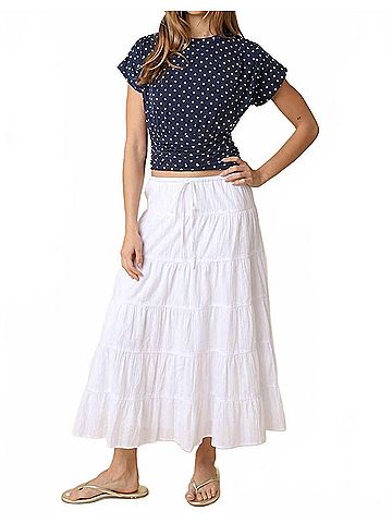 Olivaceous The Haven Tiered Maxi Skirt in White (view 2)