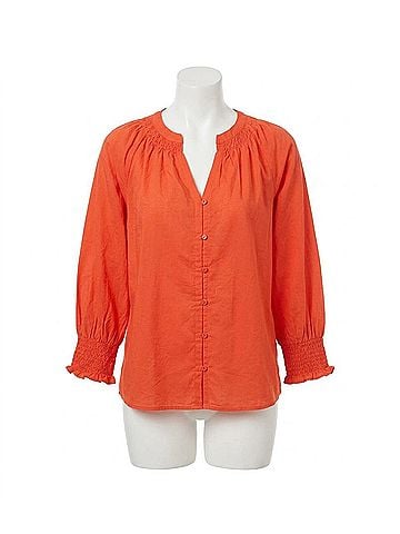 Sugarlips Yamila Long Sleeve Button Down Shirt in Tomato (view 1)