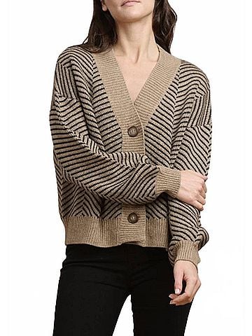 Splendid Linnett Cardigan in Camel/Black (view 2)