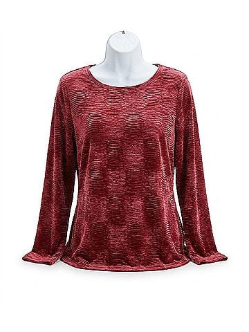 Habitat Crinkle Velvet Boatneck Top in Wine (view 1)