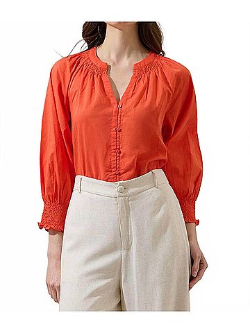 Sugarlips Yamila Long Sleeve Button Down Shirt in Tomato (view 2)