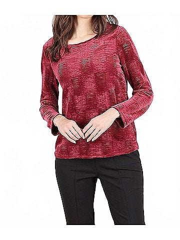 Habitat Crinkle Velvet Boatneck Top in Wine (view 2)