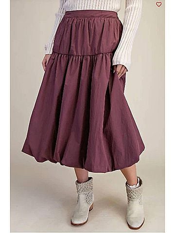Easel Parachute Midi Skirt in Mulberry (view 2)