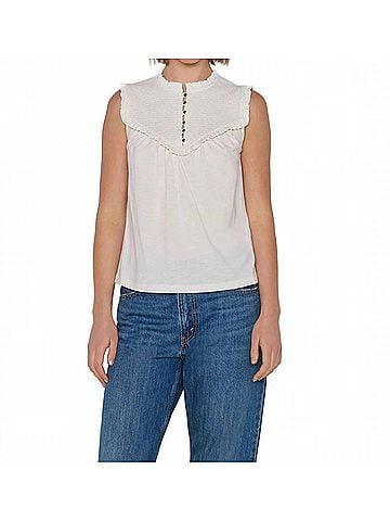 NATION LTD Nelly Smocked Top in Porcelain (view 2)