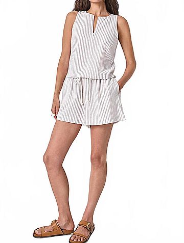 Lilla P Sleeveless Zip Top in Bark Stripe (view 2)
