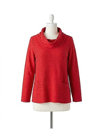 Habitat Ripple Cowl Neck Top in Ruby (view 1)
