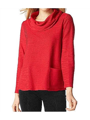 Habitat Ripple Cowl Neck Top in Ruby (view 2)