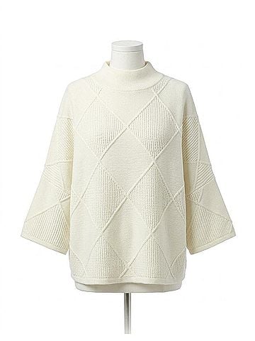 Joseph Ribkoff Textured Mock Neck Sweater in Winter White (view 1)
