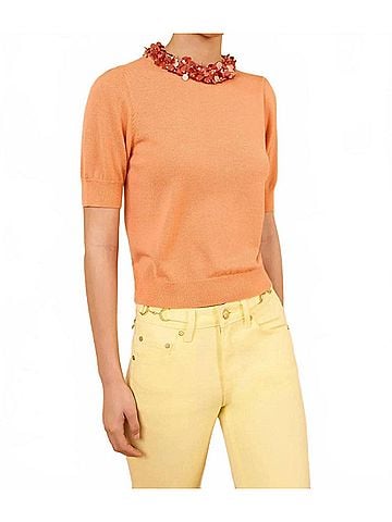 Ulla Johnson Jude Embellished Top in Hibiscus (view 2)