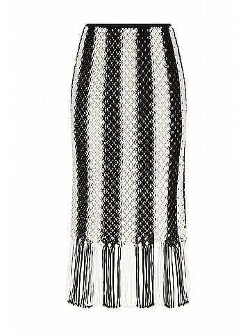Zimmermann Wanderlust Macrame Maxi Skirt in Ivory/ Black (view 1)