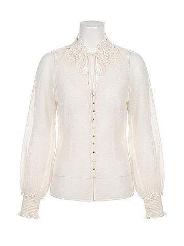 Zimmermann Rebellion Collared Blouse in Cream (view 1)