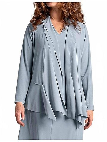 Sympli Splice Roll Neck Cardigan in Stone Blue (view 2)