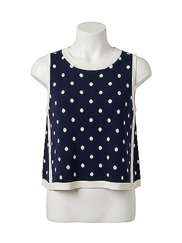 Entro Madelynn Polka Dot Knit Tank Top in Navy (view 1)