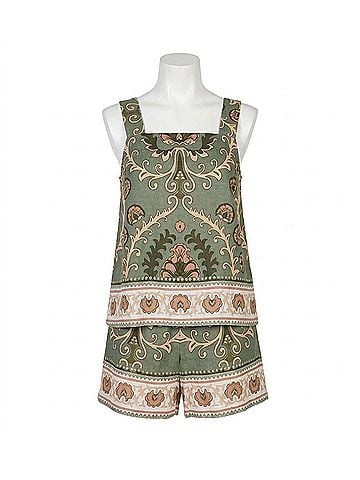 Sanctuary Button Back Cami Top in Sage (view 1)