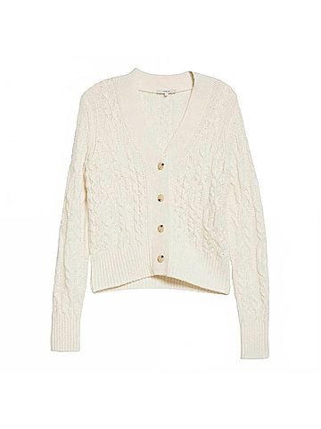 Vince. Women's Triple Braid Cable Wool Cashmere Cardigan in Off White (view 1)