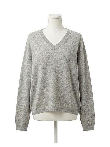 Joseph Ribkoff V-Neck Long Sleeve Sweater in Light Grey (view 1)