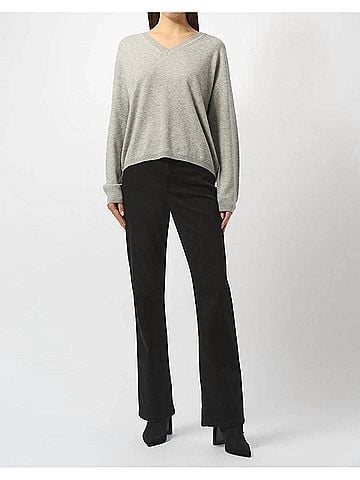 Joseph Ribkoff V-Neck Long Sleeve Sweater in Light Grey (view 2)