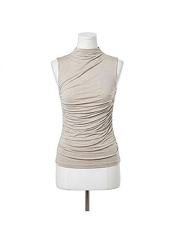 Enza Costa Sleeveless Twist Top in Khaki (view 1)