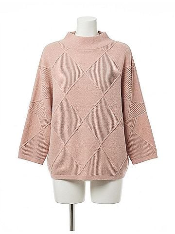 Joseph Ribkoff Textured Mock Neck Sweater in Rose (view 1)