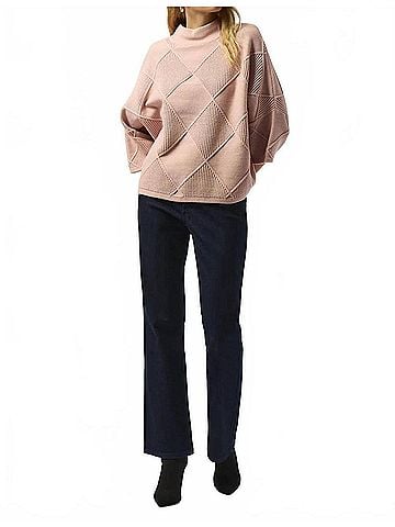 Joseph Ribkoff Textured Mock Neck Sweater in Rose (view 2)