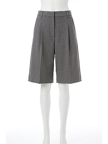 Valentino Garavani Women's Wide Leg Zip Casual Bermuda Shorts in Grigio Medio Mel. (view 2)
