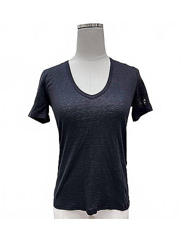 Closed Women's Linen V-Neck T-Shirt in Dark Night (view 2)