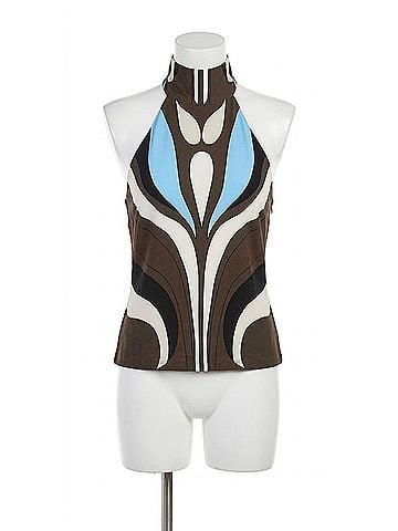 Ramy Brook Lara Print Halter Top in Sepia Grotto (view 1)