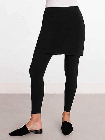 Sympli Solid Mini Skirt in Black (view 2)