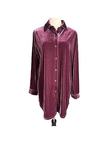 Soft Surroundings Velvet Boyfriend Tunic Long Sleeve Button-Down Shirt (view 1)
