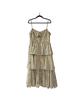 Self-Portrait Metallic Midi Tiered Cocktail Dress (view 2)