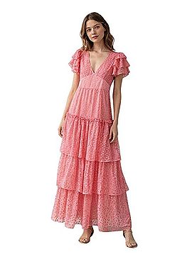 LoveShackFancy Tiered Ruffle Maxi Cocktail Dress (view 1)