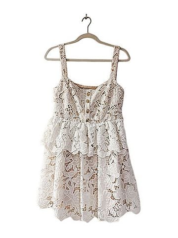 Self-Portrait Lace Tiered Mini Cocktail Dress (view 2)