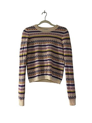 Autumn Cashmere Fair Isle Crew Cashmere Pullover Sweater (view 2)