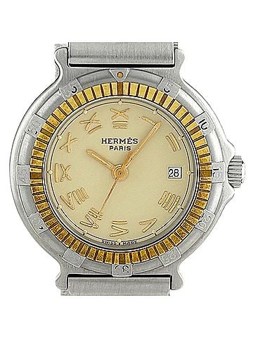 Hermès Hermes Captain Nemo watch, stainless steel, gold-plated, quartz, ivory-colored, women's. (view 1)