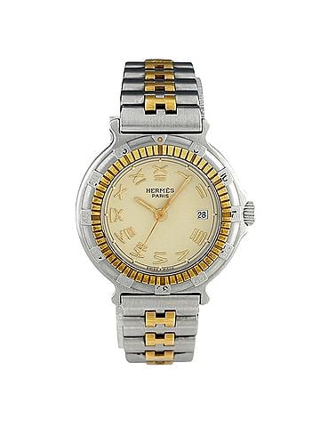Hermès Hermes Captain Nemo watch, stainless steel, gold-plated, quartz, ivory-colored, women's. (view 2)