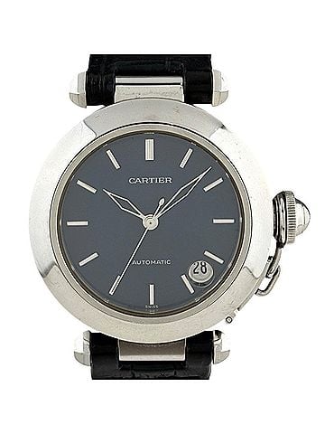 Cartier Cartier Pasha W31014M7 Watch, Stainless Steel, Leather Strap, Automatic, Blue, Men's (view 1)