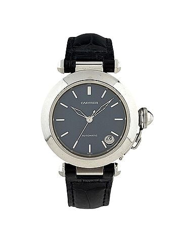 Cartier Cartier Pasha W31014M7 Watch, Stainless Steel, Leather Strap, Automatic, Blue, Men's (view 2)